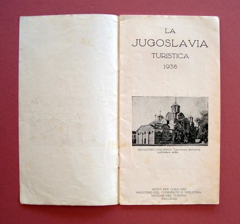 Pieghevole Jugoslavia turistica 1938 Beograd Zagreb Dubrovnik Split Kotor Bled
