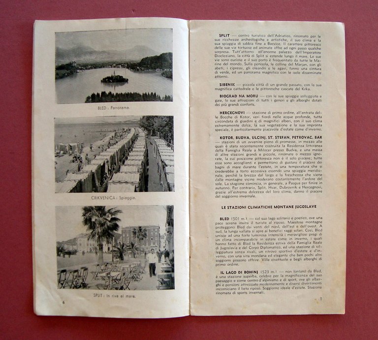 Pieghevole Jugoslavia turistica 1938 Beograd Zagreb Dubrovnik Split Kotor Bled