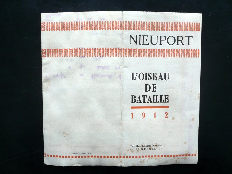 Pieghevole L'Oiseau de Bataille 1912 Nieuport Suresnes Aviazione Militare