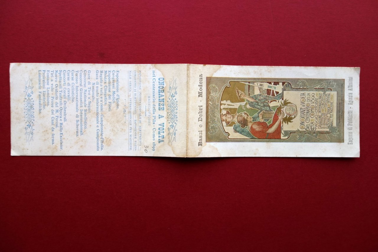 Pieghevole Onoranze a Volta Centenario della Pila Esposizione Como 1899 …
