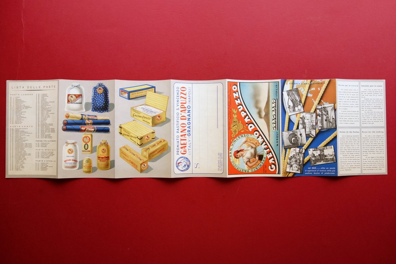Pieghevole Pastificio S. Vincenzo Gaetano d'Apuzzo Gragnano Napoli Anni '30 …