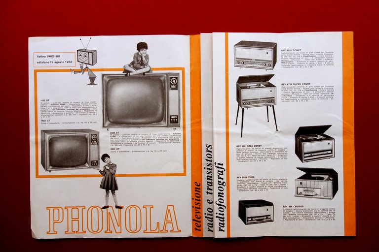 Pieghevole Phonola Prodotti Televisivi Transistors Radiofonografi Radio 1962