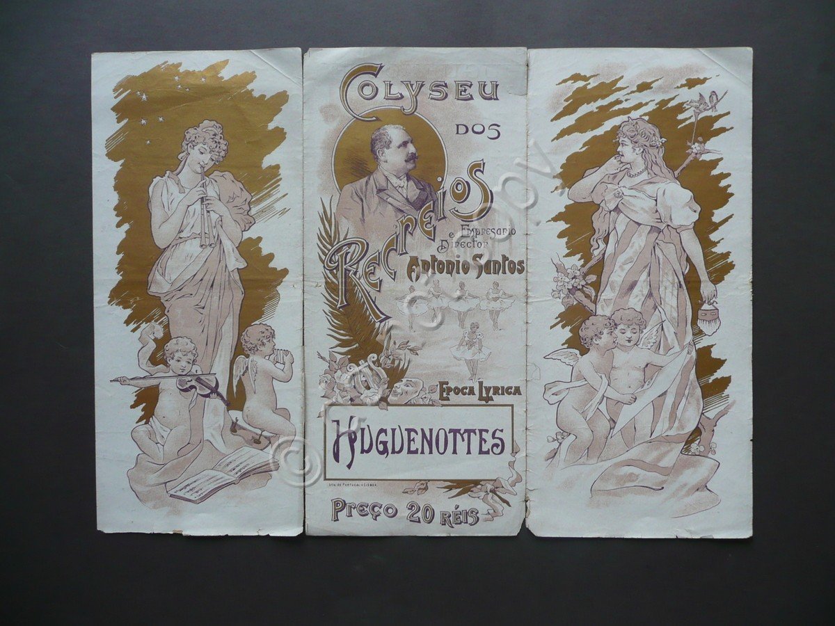 Pieghevole Pubblicit‡ Colyseu Dos Recreios Huguenottes Opera Lirica 1900 Foto