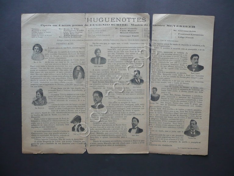 Pieghevole Pubblicit‡ Colyseu Dos Recreios Huguenottes Opera Lirica 1900 Foto
