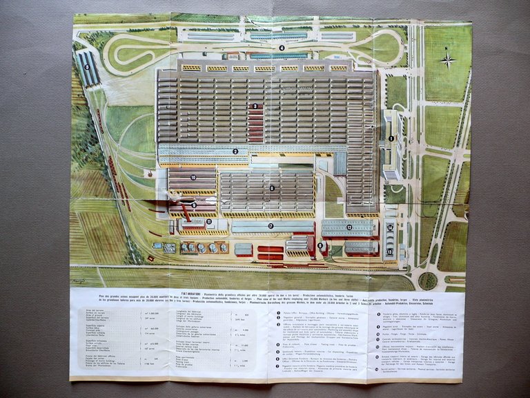 Pieghevole Pubblicitario Fiat Torino Mirafiori Industria Pianta Anni '50 Gros