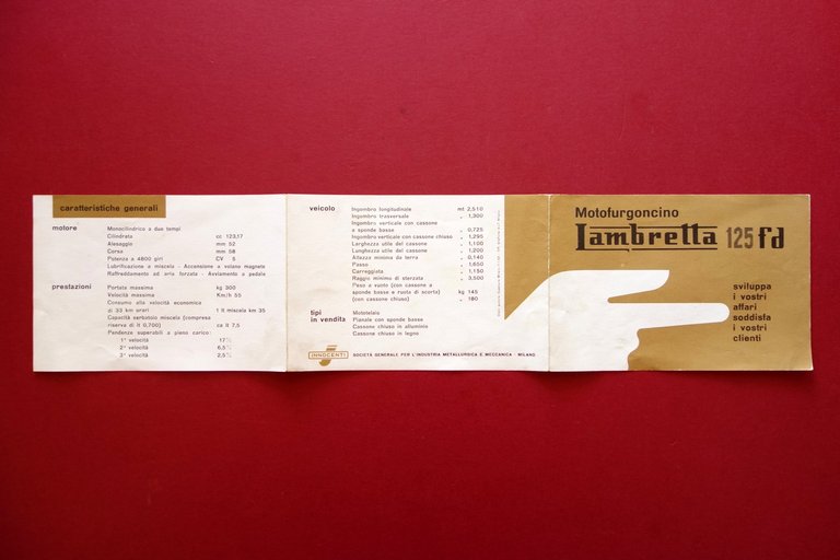 Pieghevole Pubblicitario Lambretta Motofurgoncino 125 FD 1953 Illustrato Moto | Immagine Gallery 2