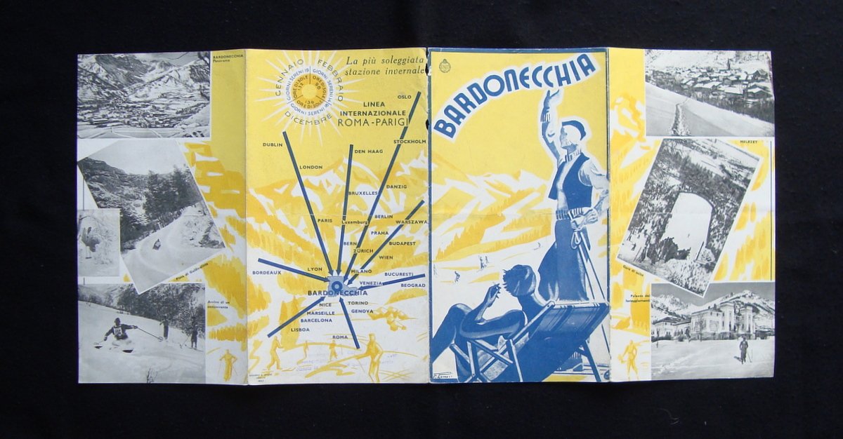 Pieghevole Turistico Bardonecchia 1932 Alpi Sport Invernali Romoli