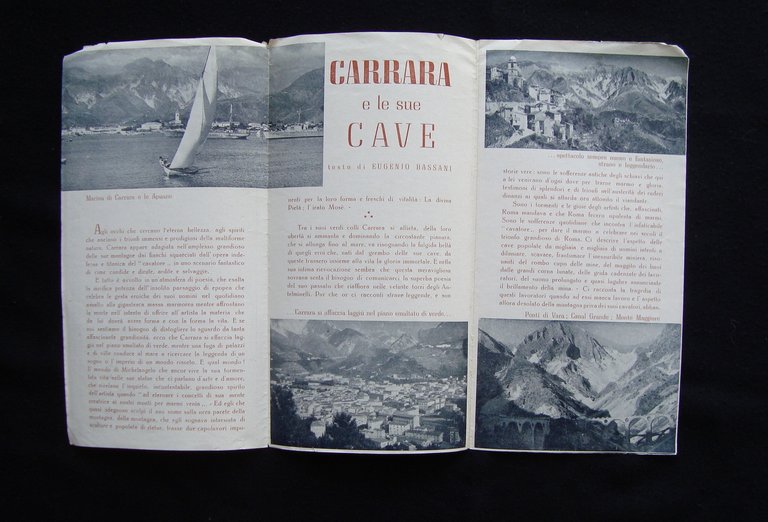 Pieghevole turistico Carrara e le sue cave 1950 Apuane