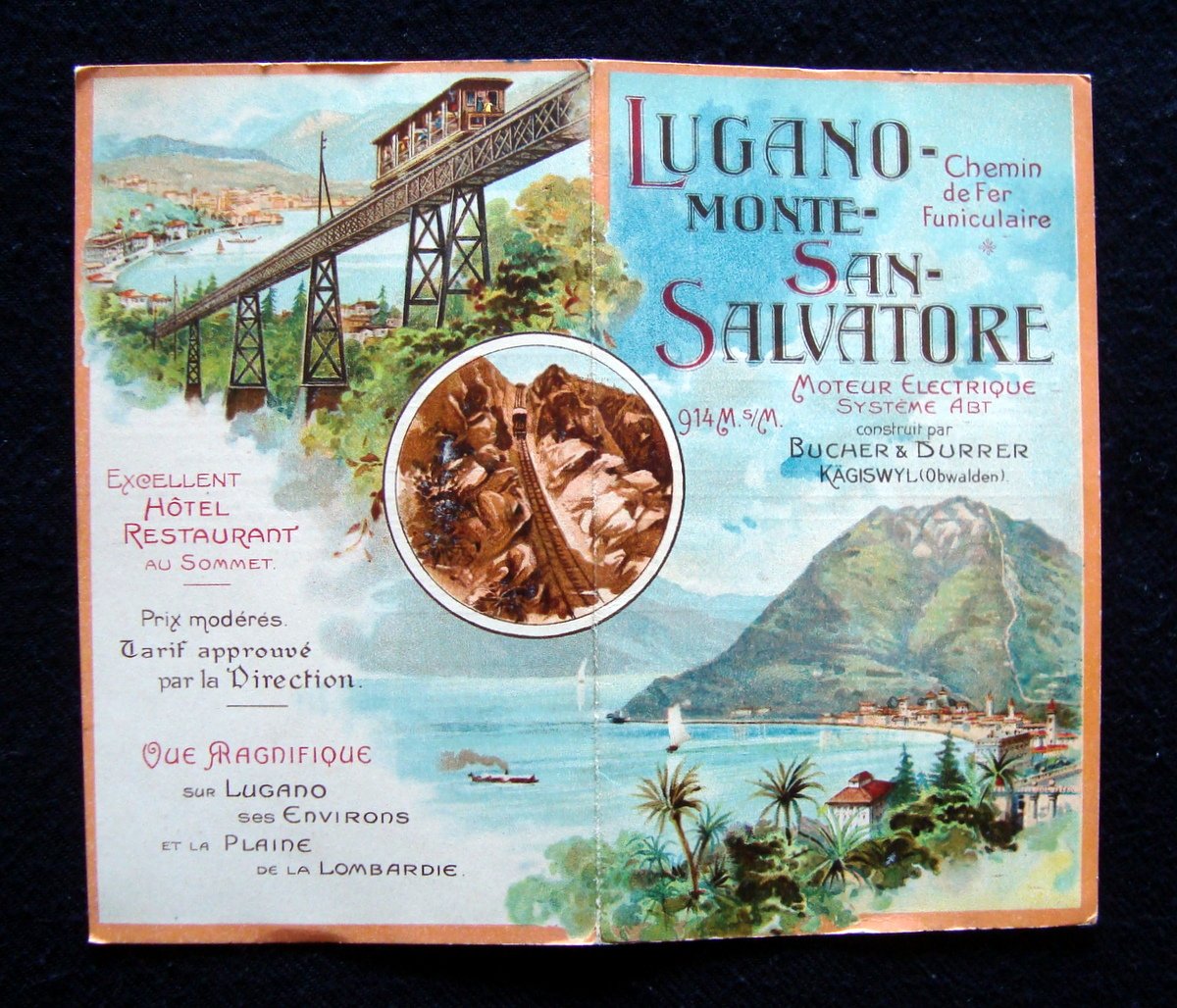 Pieghevole Turistico Lugano Monte San Salvatore Chemin de Fer Funicolare