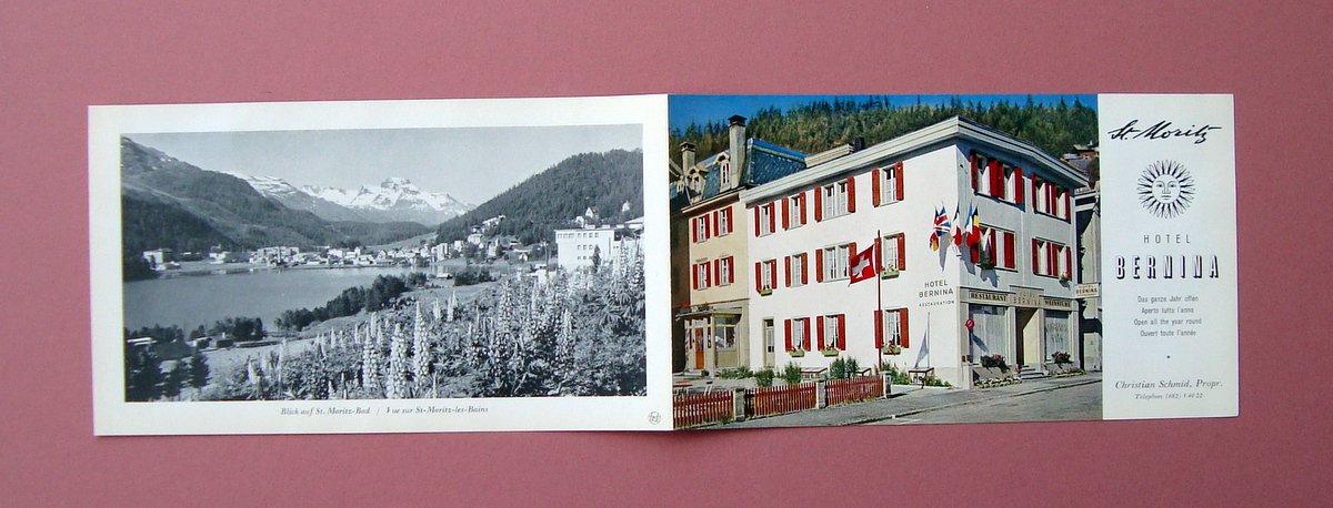 Pieghevole turistico St. Moritz Hotel Bernina Alta Engadina Svizzera