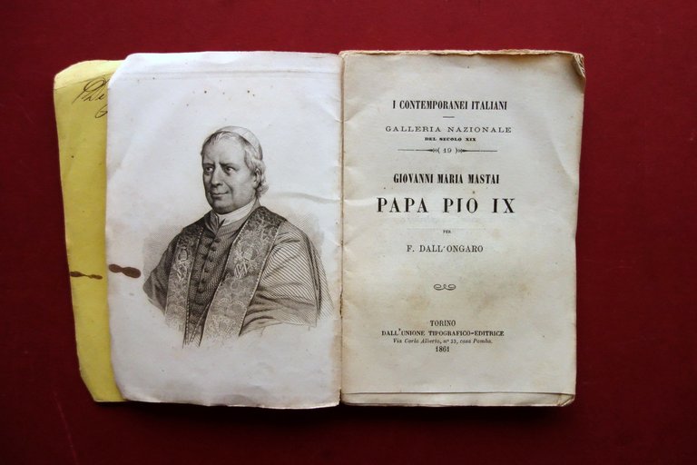 Pio IX Per Francesco Dall'Ongaro I Contemporanei Italiani UTET 1861 …