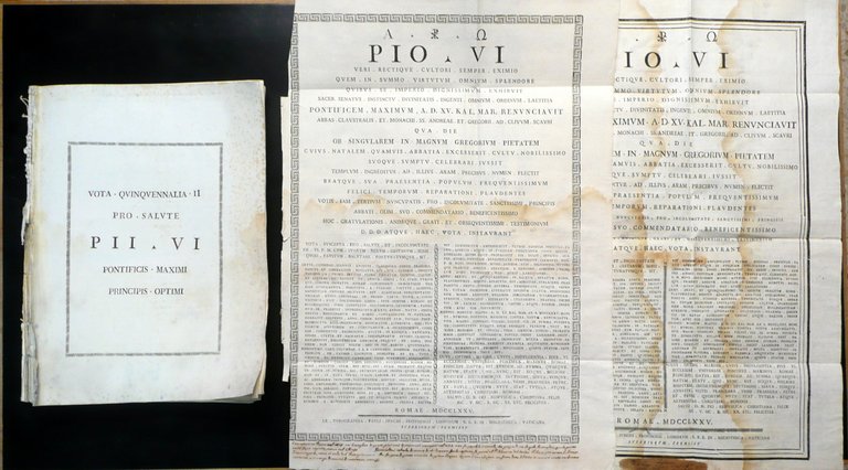 Pio VI Vota Quinquennalia Braschi Cesena Angelo Battaglini Rimini Autografi … | Immagine Gallery 1