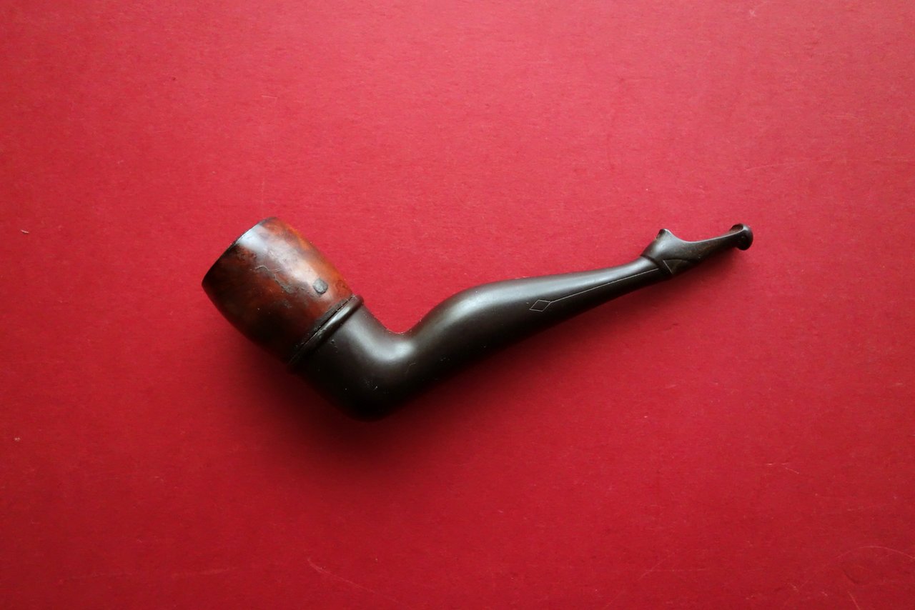 Pipa in Radica Gamba Femminile con Scarpetta Originale d'Epoca '800