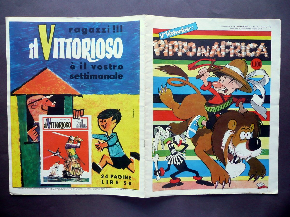 Pippo in Africa Supplemento a Il Vittorioso 3/12/1958 Benito Jacovitti …