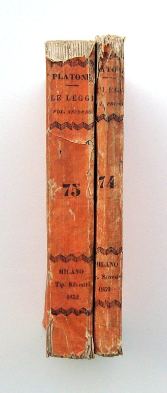 Platone Le Leggi 1852 Silvestri Milano Biblioteca Greco-Latina 2 vol …