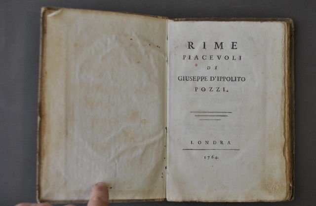 Poesia Antichi Rime Piacevoli Ippolito Pozzi Sonetti Donne Dottoresse 1764