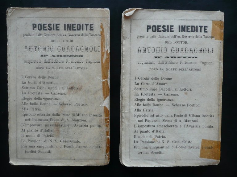 Poesie Giocose Inedite di Antonio Guadagnoli d'Arezzo Pagnoni 1861 2 …