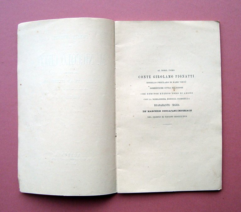 Poesie Inedite Niccolò Cieco 1867 per nozze Tip Immacolata Modena …