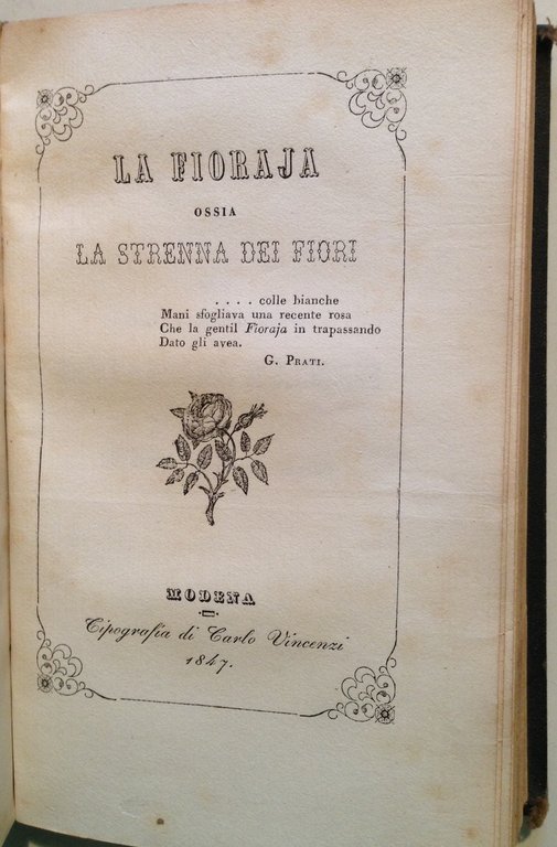 Poesie La Fioraia ossia La Strenna dei Fiori Carlo Vincenzi …