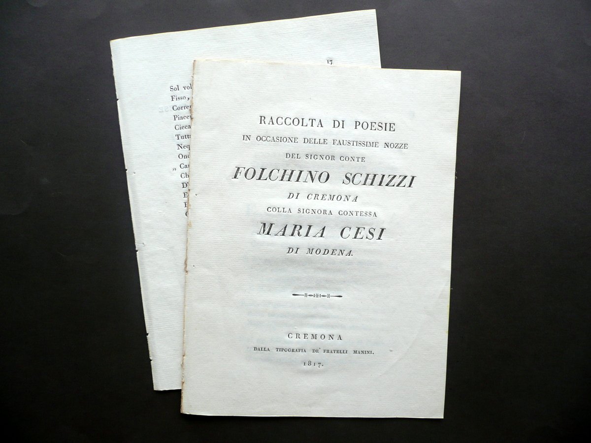 Poesie Nozze Folchino Schizzi Palazzolo Cremona Maria Cesi Modena Manini …