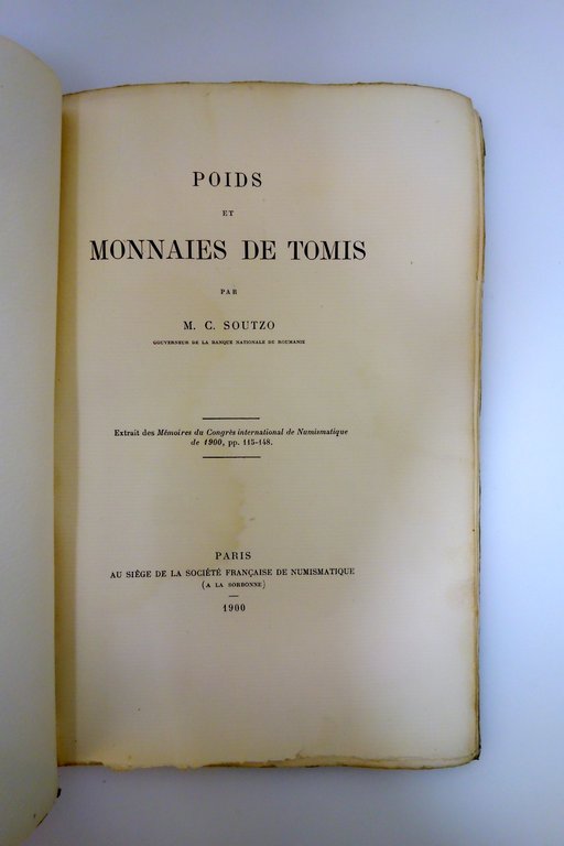 Poids et Monnaies de Tomis Soutzo Paris 1900 2 Tavole …