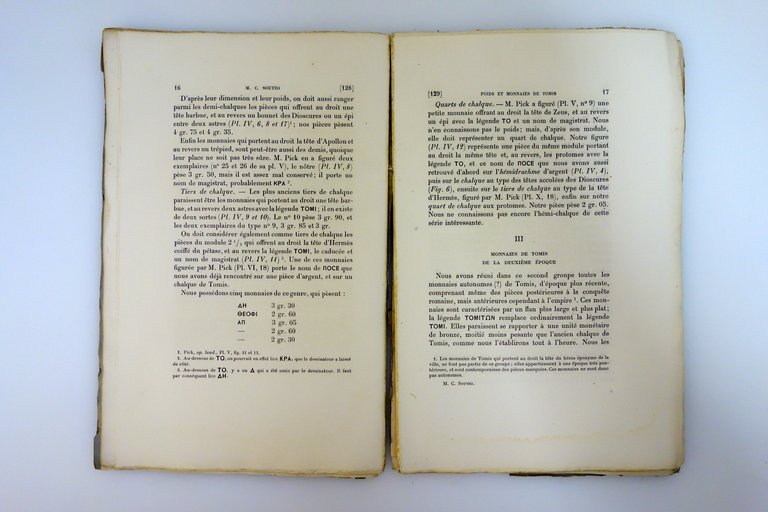 Poids et Monnaies de Tomis Soutzo Paris 1900 2 Tavole …