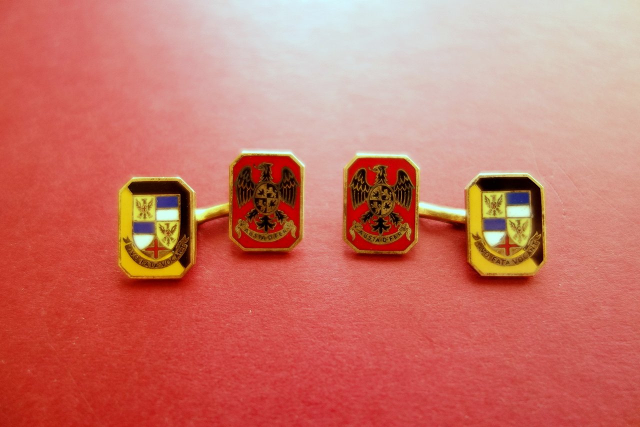 Polsini Araldica Duca d'Aosta Blasone Motto Anni '20 Originali