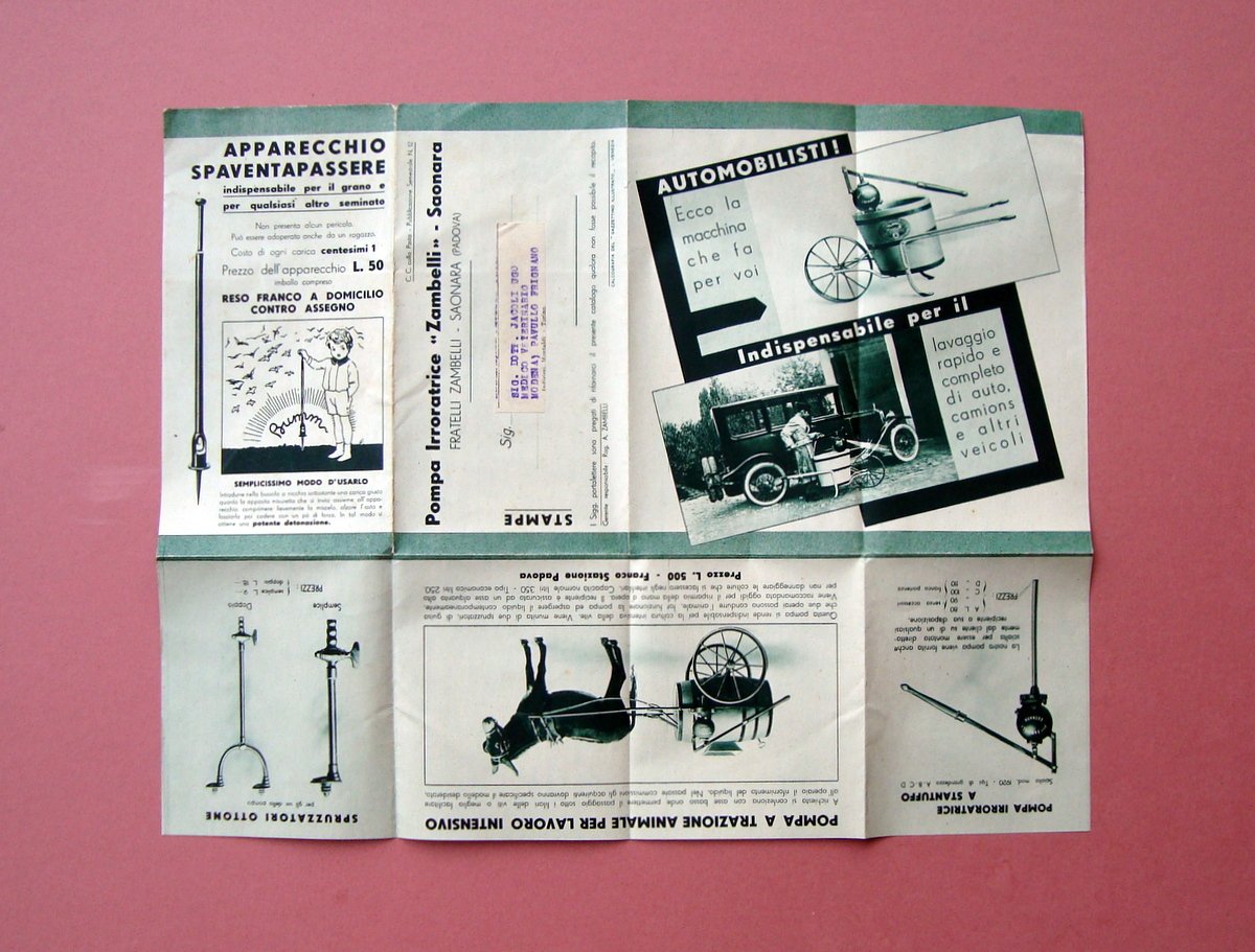 Pompa Zambelli Pieghevole Pubblicitario 1932 | Immagine principale
