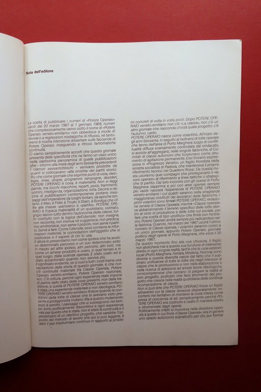 Potere Operaio Ristampa della Raccolta Completa 1967-69 Calusca Padova 1980 …