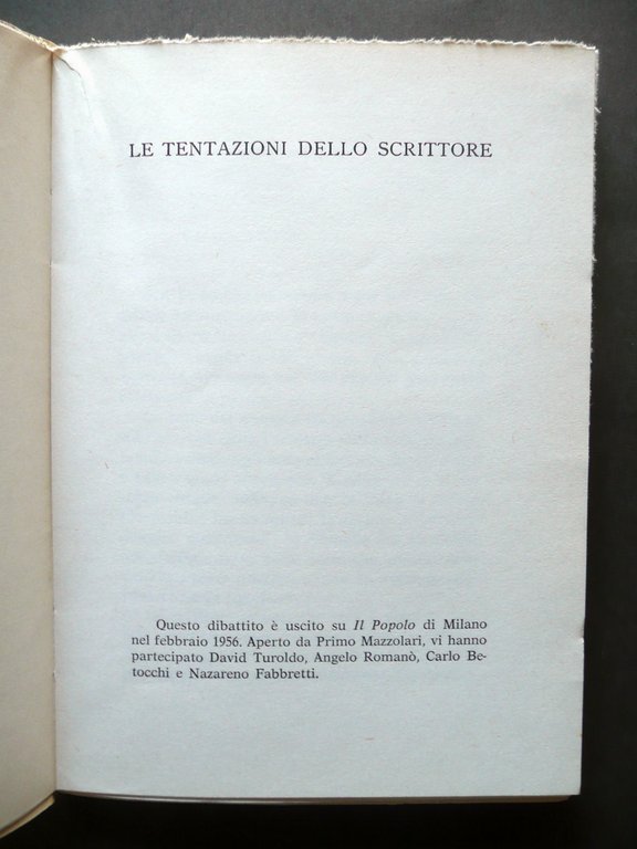 Primo Mazzolari Le Tentazioni dello Scrittore La Locusta Vicenza 1965 …