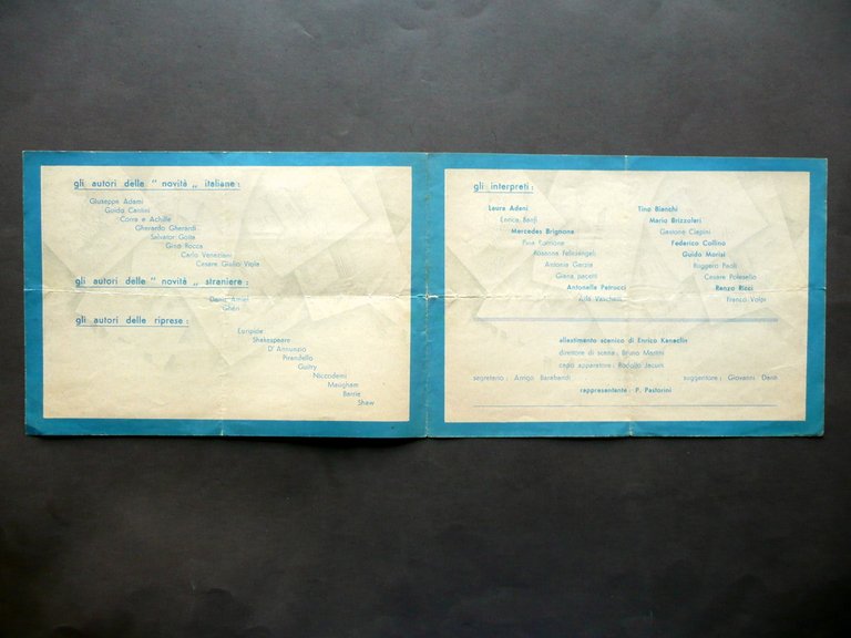 Programma Compagnia di Prosa Enzo Ricci Laura Adani Autori Interpreti …