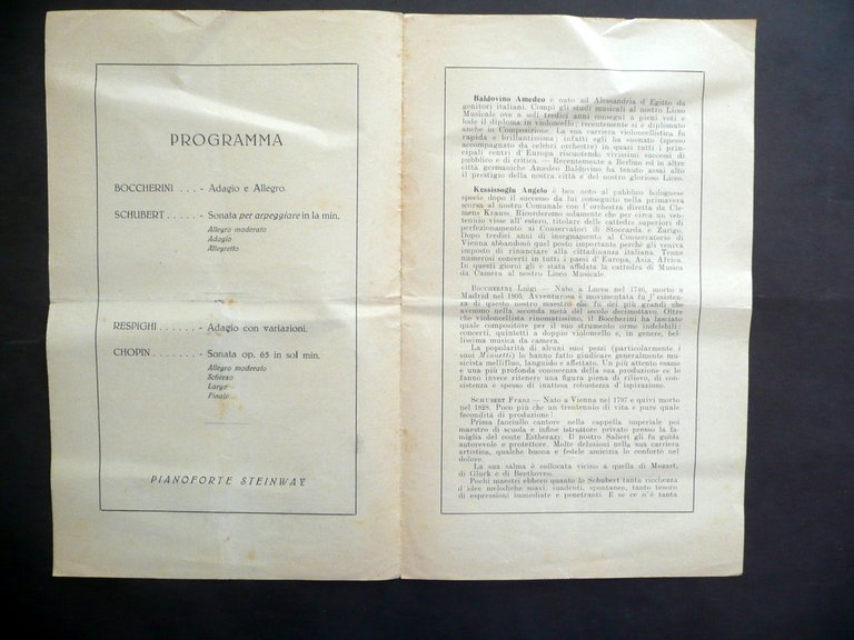 Programma Liceo Musicale Martini Bologna Concerto Baldovino Kessissoglu 1941