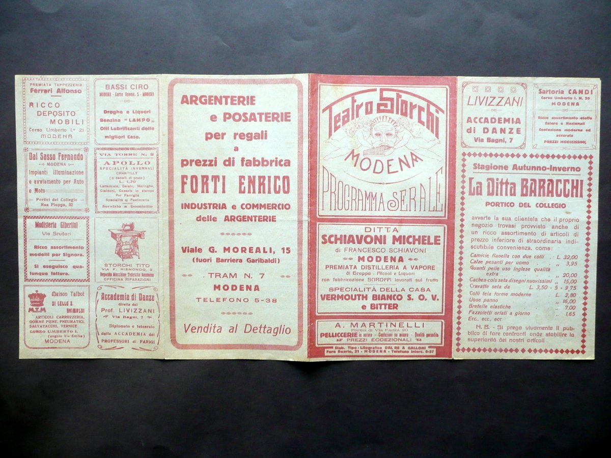 Programma Serale Teatro Storchi Modena Compagnia Comica Galli Giusti Primo …