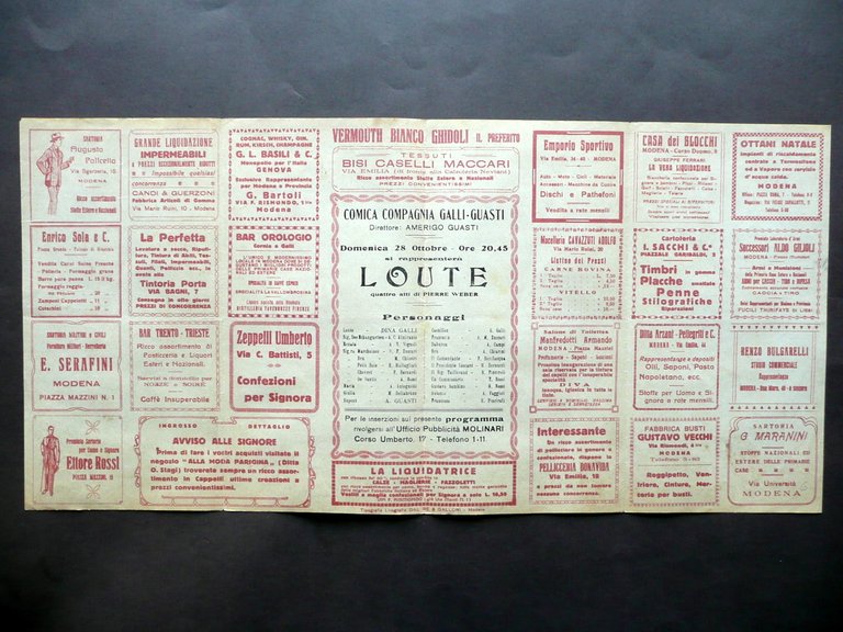 Programma Serale Teatro Storchi Modena Compagnia Comica Galli Giusti Primo …