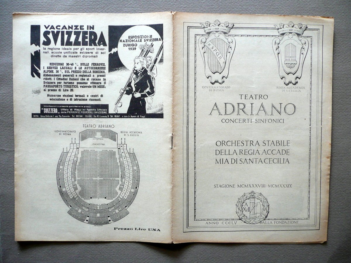 Programma Teatro Adriano Roma Concerto Igor Soulima Strawinsky Pianoforte 1938