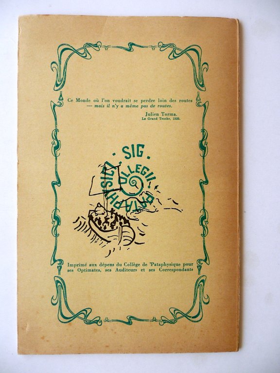 Promptuaire Recapitulatif Cahiers du College de Pataphysique Ex Libris P. …