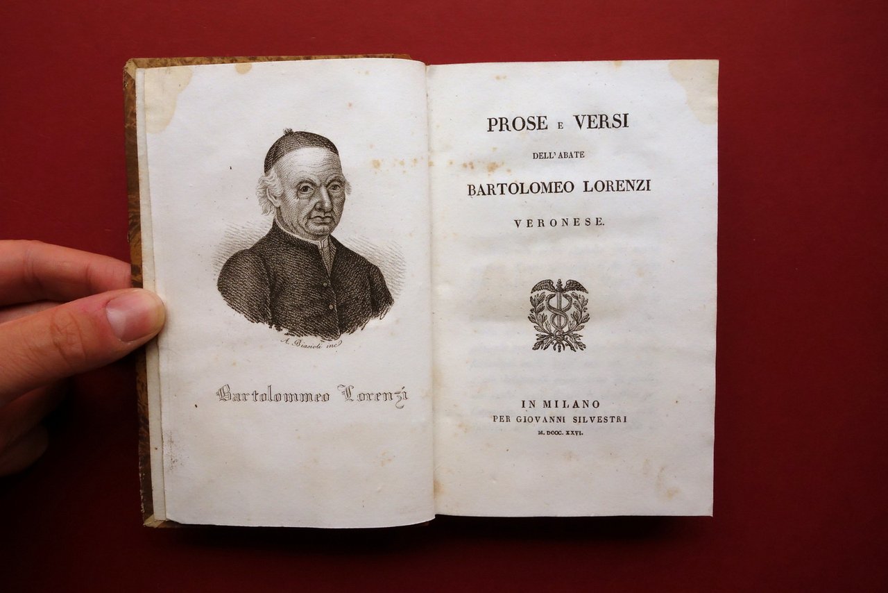 Prose e Versi di Bartolomeo Lorenzi Veronese Silvestri Milano 1826