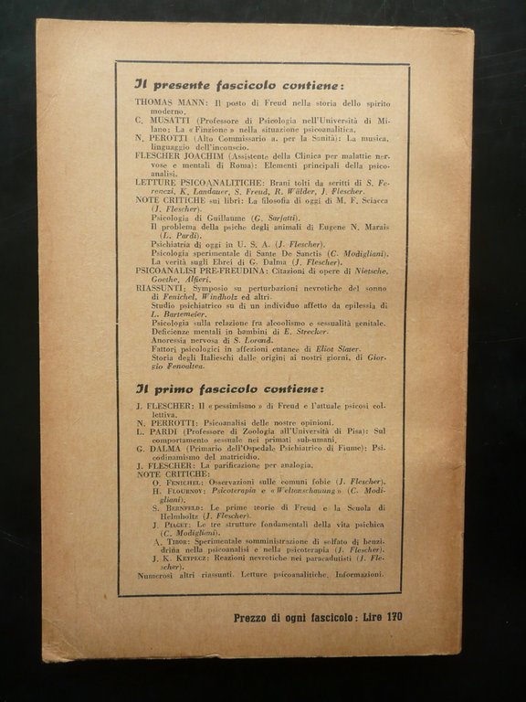 PSICOANALISI APPLICATA MEDICINA PEDAGOGIA SOCIOLOGIA LETTERATURA FLESCHER 1945