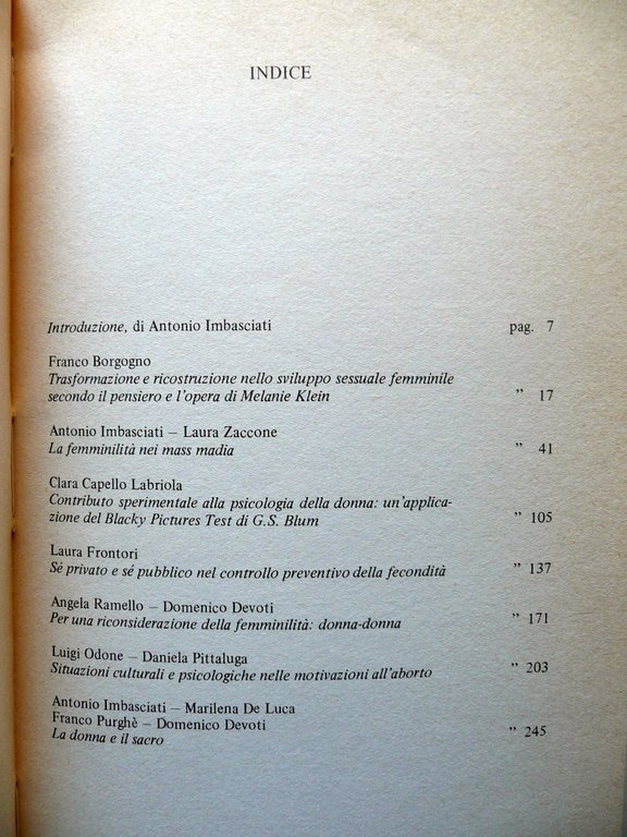 Psicoanalisi e Femminilit‡ a cura di Antonio Imbasciati Franco Angeli …