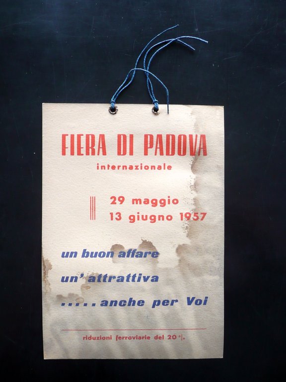 Pubblicit‡ Cartoncino 35∞ Fiera di Padova Grafica Pubblicitaria 1957