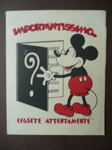 Pubblicit‡ Cirio Cioccolato Topolino Grafica Pieghevoli anni '30 Walt Disney