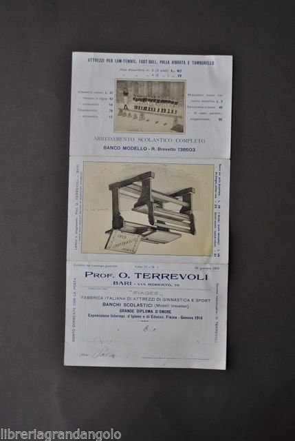 Pubblicit‡ Commerciale Terrevoli Bari Attrezzi Ginnici Sport Banchi Scuola 1915