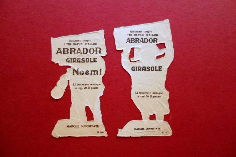 Pubblicit‡ Cromolitografia 2 Figurini Sagomati Sapone Noemi Abrador