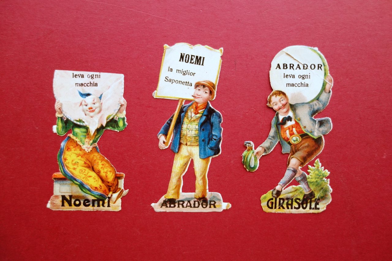 Pubblicit‡ Cromolitografia 3 Figurini Sagomati Sapone Noemi Girasole Abrador | Immagine principale