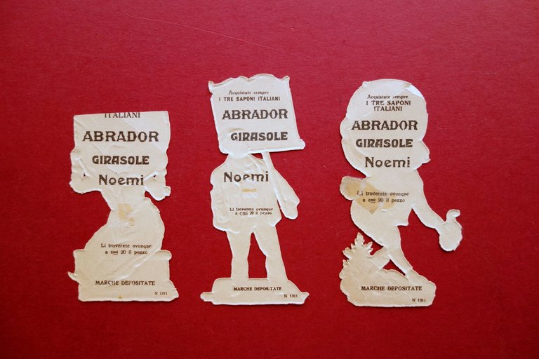 Pubblicit‡ Cromolitografia 3 Figurini Sagomati Sapone Noemi Girasole Abrador | Immagine Gallery 2