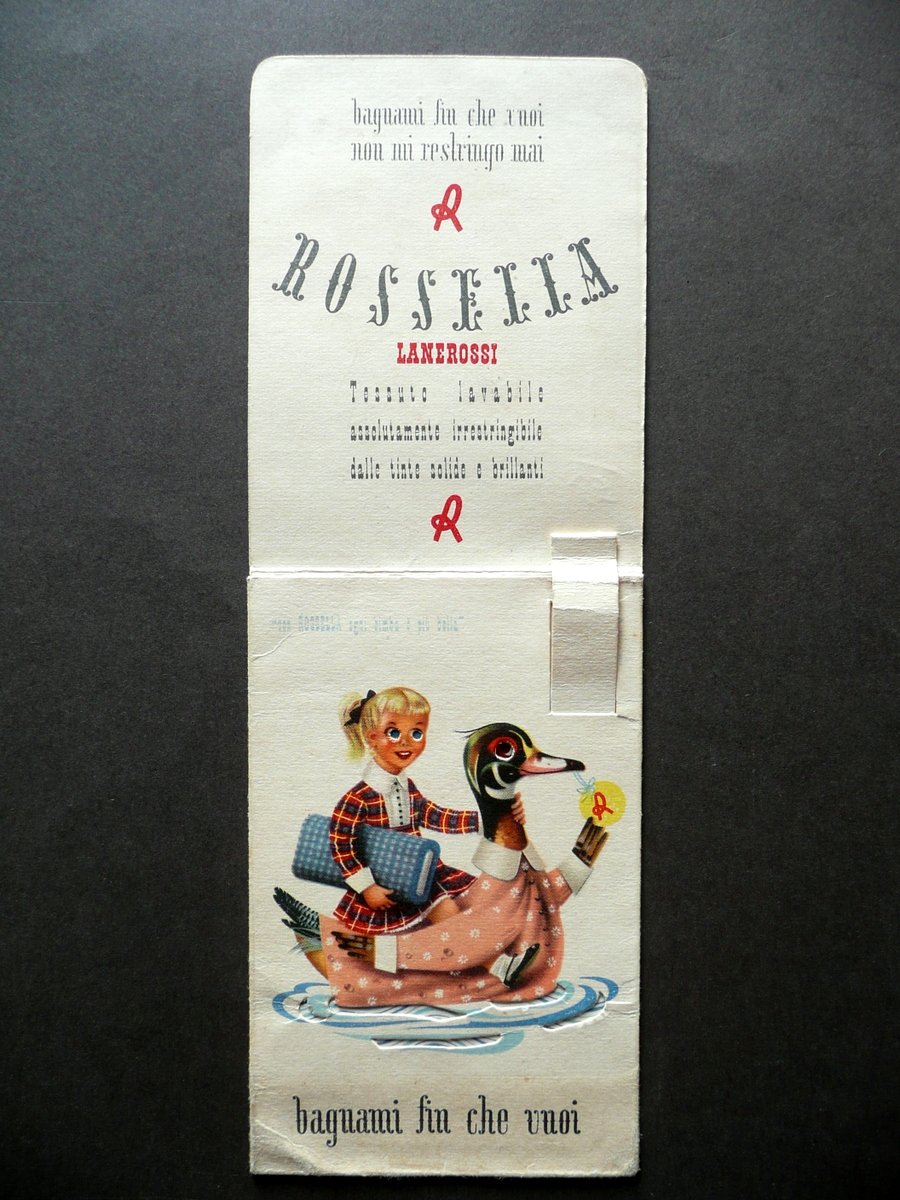 Pubblicit‡ Mobile Lane Rossi Vicenza Rossella Tessuto Lavabile Anni '50