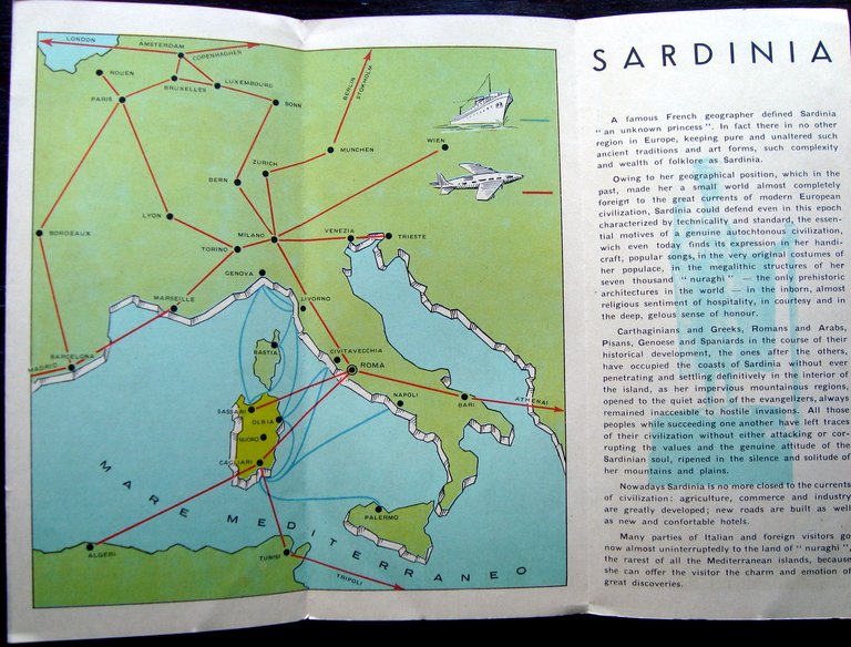 Pubblicit‡ turistica SARDINIA SASSARI CASTELSARDO ALGHERO SARDEGNA anni '60