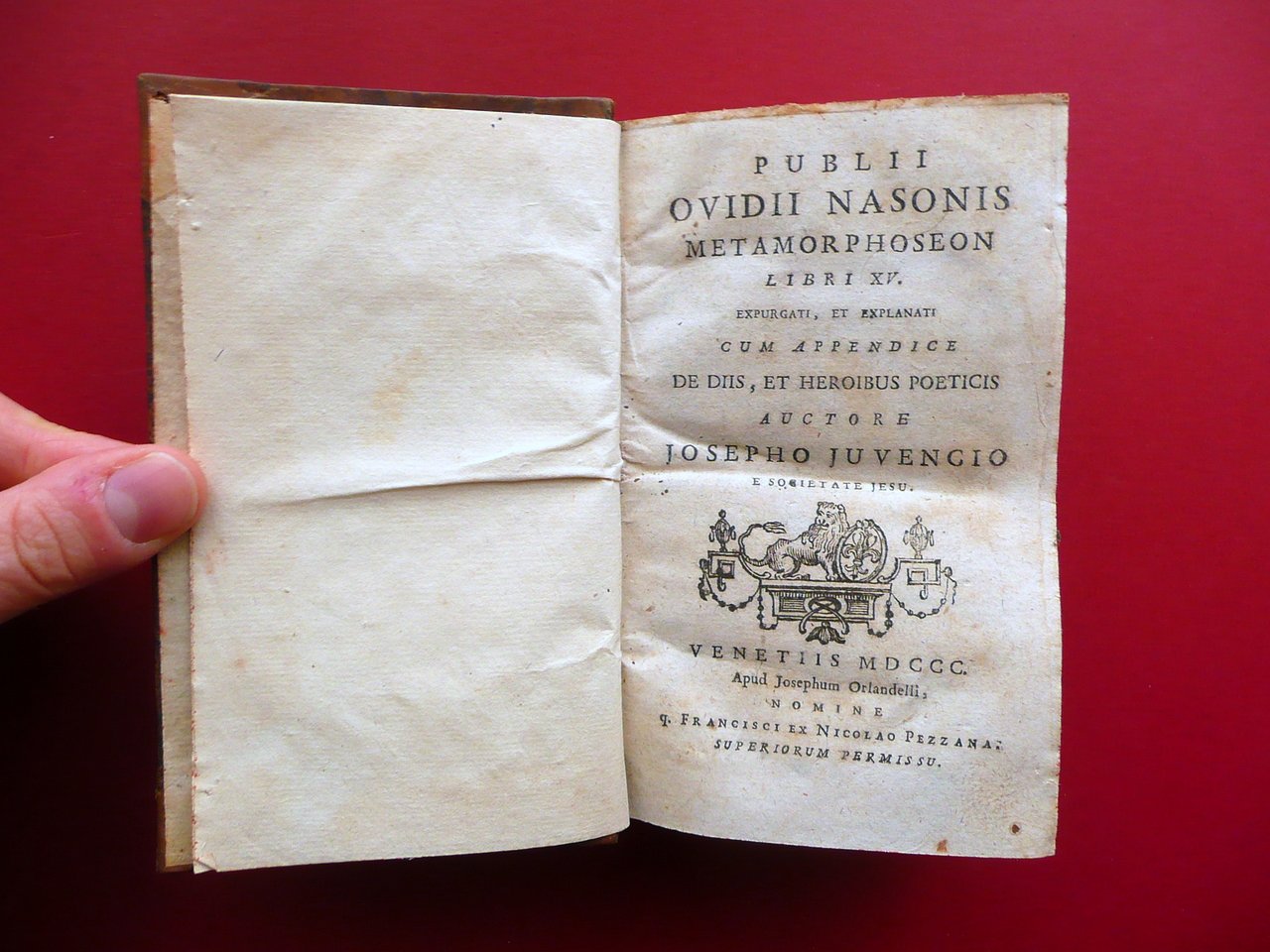 Publii Ovidii Nasonis Metamorphoseon Libri XV Juvencio Orlandelli Venezia 1800