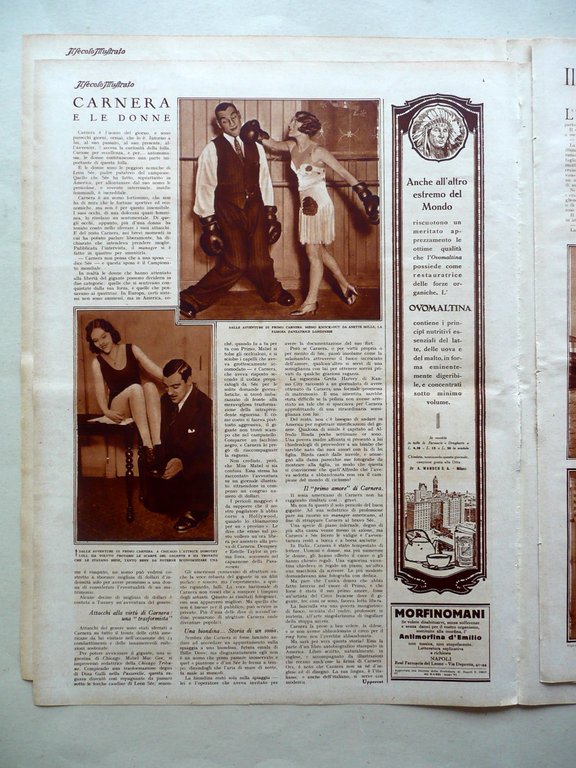 Pugilato Carnera Prima Pagina Il Secolo Illustrato N. 49 5/12/1930 …