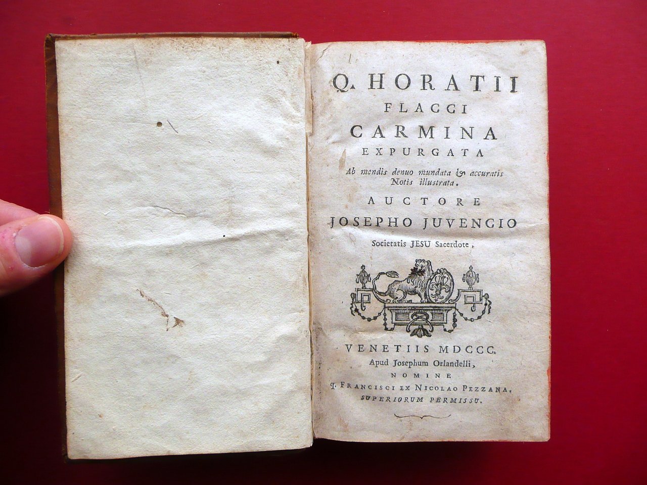 Q. Horatii Flacci Carmina Expurgata Josepho Juvencio Orlandelli Venetiis 1800